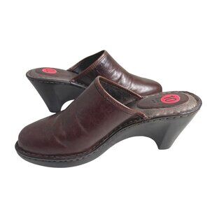 Brown Born Leather Mule Clogs Womens Size 10/42 European With Heels